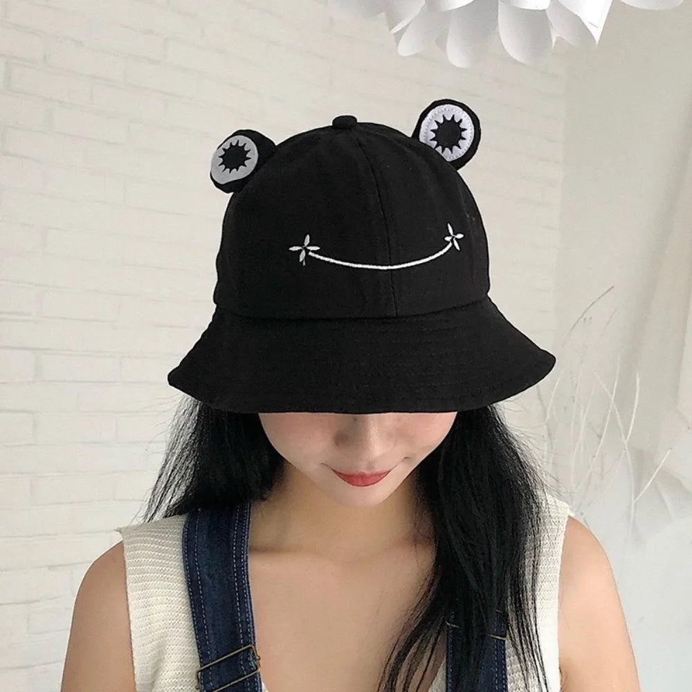New Breathable Frog Bucket Hats Parent-Child with Big Eyes Sun Shading Cap