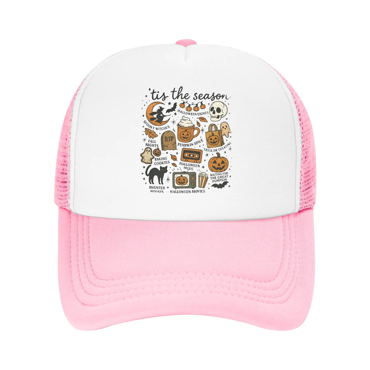 Halloween Trucker Caps Mesh Baseball Caps Ghost Pumpkin