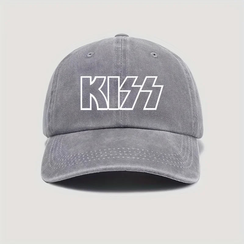 KISS Letter Printed Washed Baseball Cap