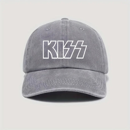 KISS Letter Printed Washed Baseball Cap