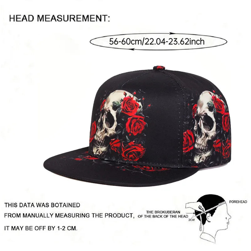 Flat Brimmed Hat Printed Skeleton Street Skateboarding Hip Hop Hat Snapback Hat