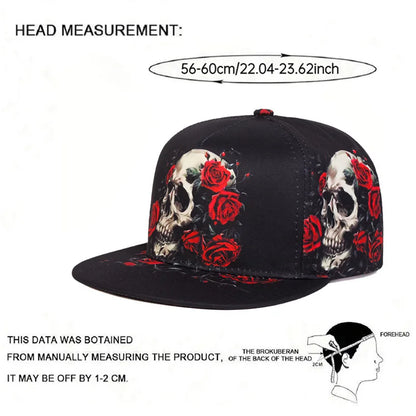 Flat Brimmed Hat Printed Skeleton Street Skateboarding Hip Hop Hat Snapback Hat