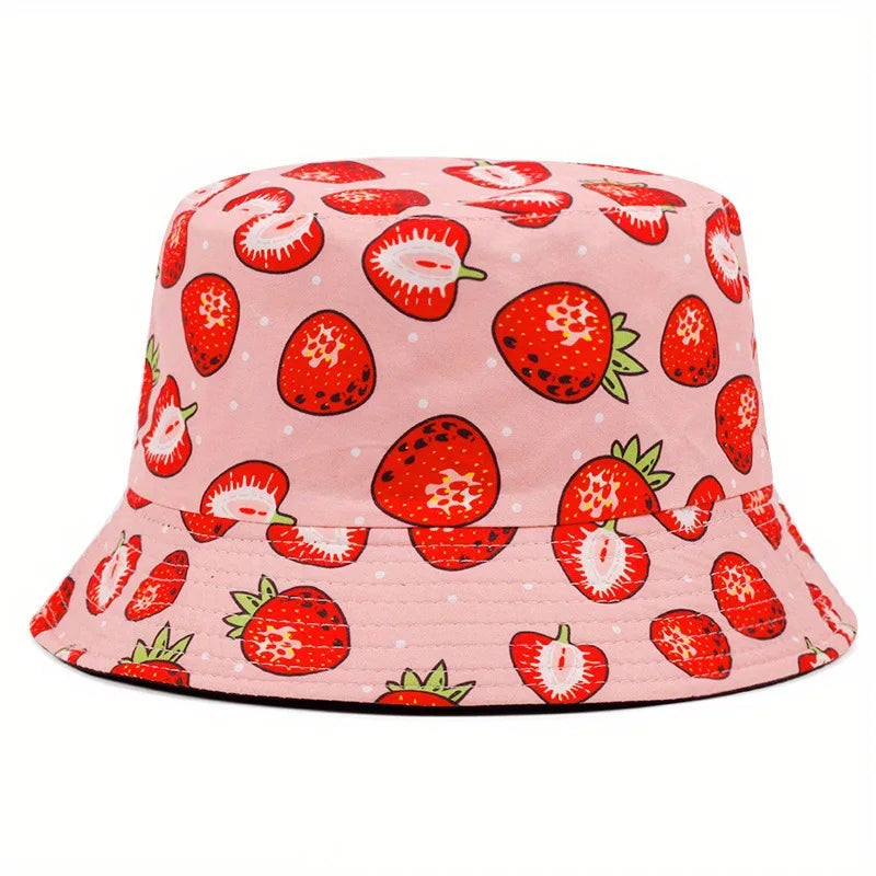Classic Panama Hat Women Banana Printed Summer Hat Bucket Hat