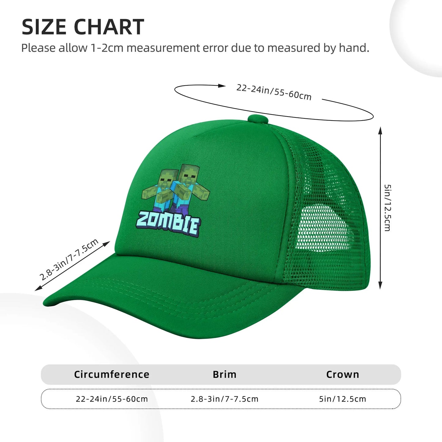 Adult Creepers Zombie Hostile Mob Character Baseball Caps