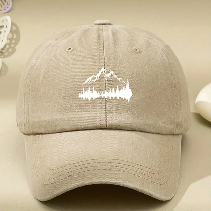 Adjustable Buckle Baseball Cap With Forest Print