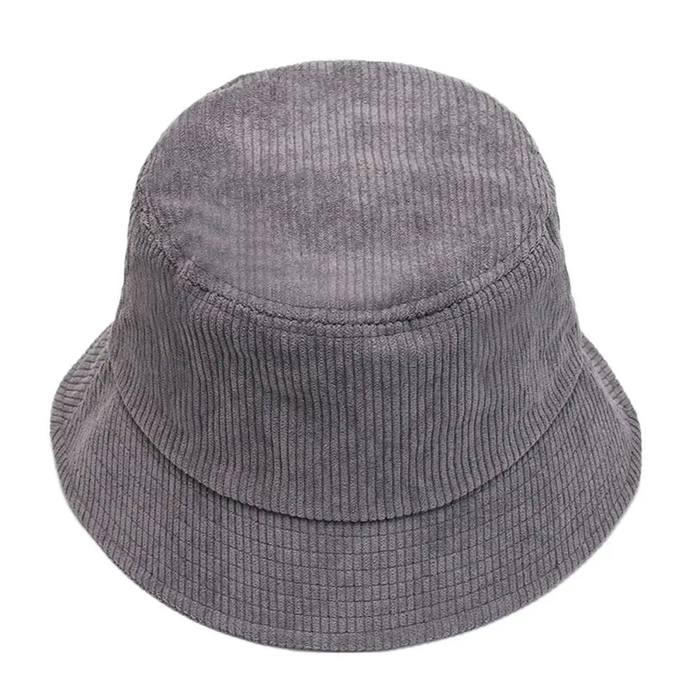 Corduroy Bucket Hat Casual Fisherman Cap Men Women