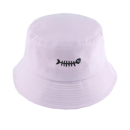 Fashion Street Hip Hop Bucket Hat Women Men Summer Fish Bone Embroidered