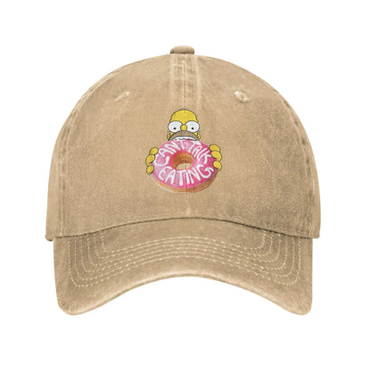 The S-simpson Homer Can't Talk Eating Donut Baseball Cap