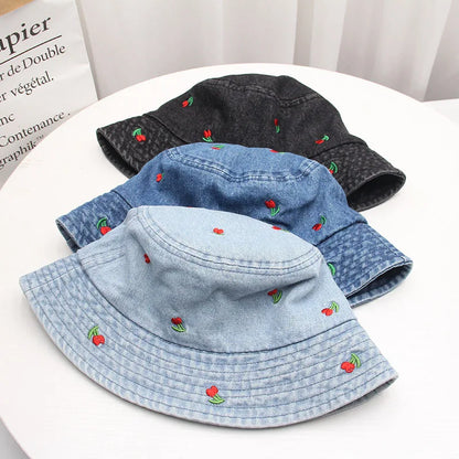 New Summer Washed Denim Bucket Hats