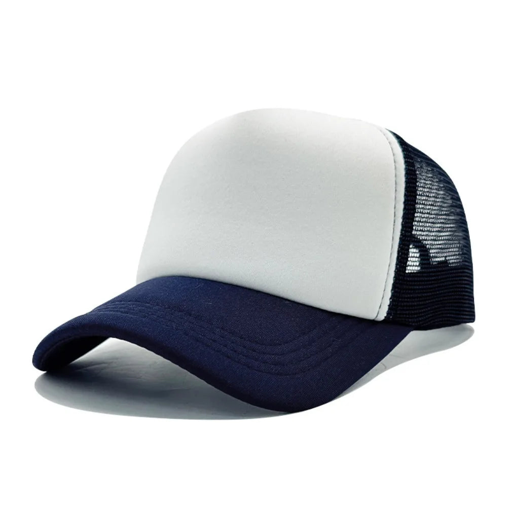 Casual Adjustable Baseball Cap Breathable Solid Color Snapback Hats Mesh Trucker Cap