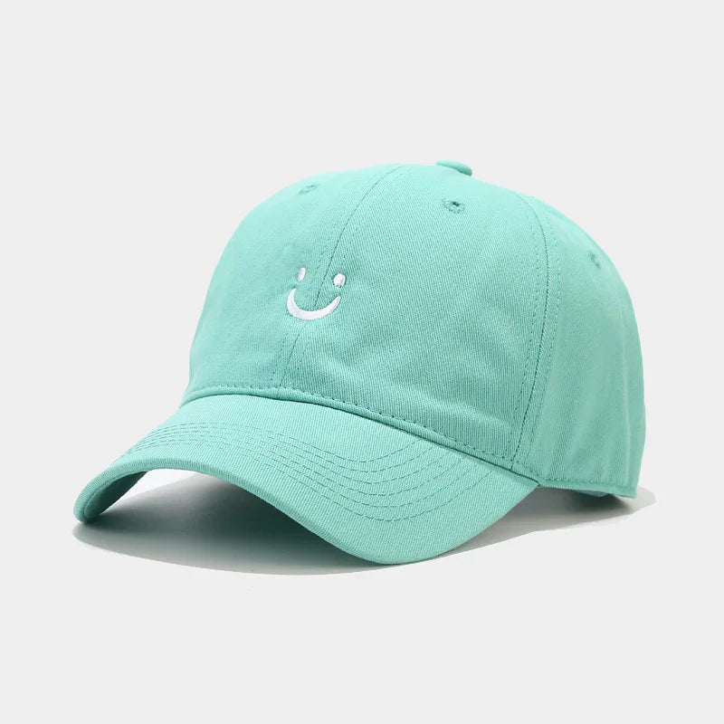 Soft Cotton Baseball Cap for Women Men Smile Face Embroidery