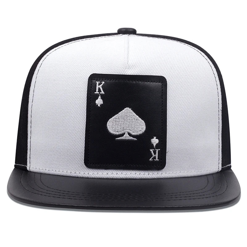 King Leather Playing Card Embroidered Baseball Caps Hip Hop Caps For Men Women Snapback Caps