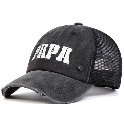 Unisex PAPA Letter Embroidery Baseball Net Caps Sunscreen Hat Sports Cap