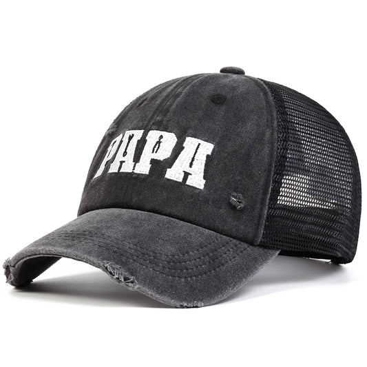 Unisex PAPA Letter Embroidery Baseball Net Caps Sunscreen Hat Sports Cap