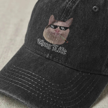 Thug Life Smiling Beluga Cat Unstructured Baseball Cap