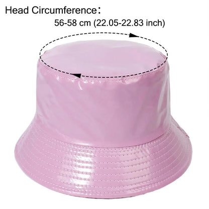 Unisex Reversible Climbing PU Leather Fishing Hat Sun Hat Bucket Hat