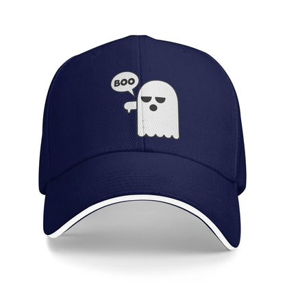 Funny Halloween Booing Ghost Thumbs Down Baseball Cap