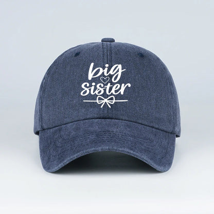 "Big Sister" Print Washed Baseball Cap