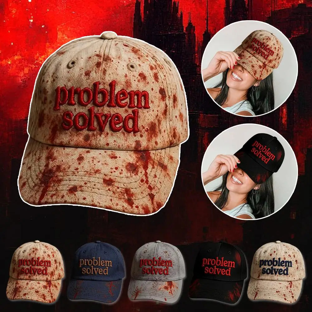 Halloween Theme Embroidery Problem Solved Bloody Hat Horror Baseball Caps