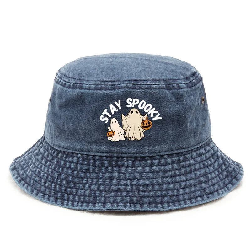 Halloween Themed Atmosphere "STAY SPOOKY" Printed Cap Bucket Hat