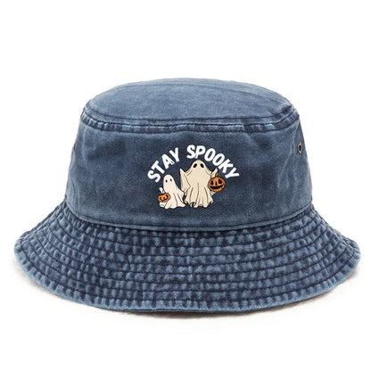 Halloween Themed Atmosphere "STAY SPOOKY" Printed Cap Bucket Hat