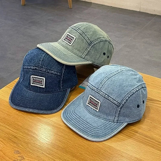 Vintage Flat Brim Denim Baseball Caps Male