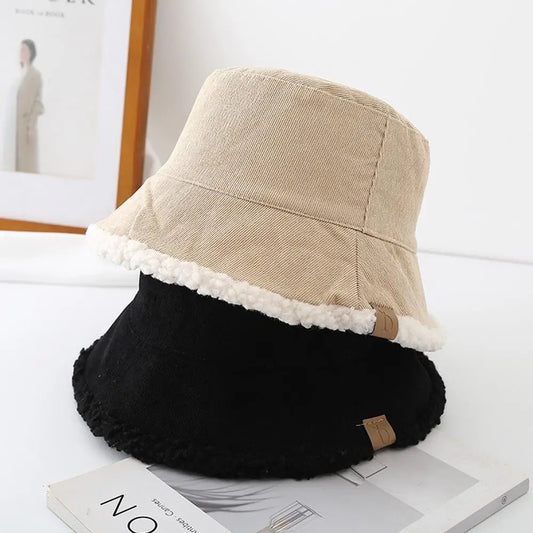 Lambswool Winter Bucket Hat Soft Thickened Cold Weather Panama Hat Warm