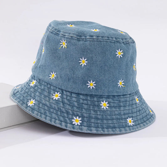 Little Daisy Embroidered Fisherman Hat Bucket Hat