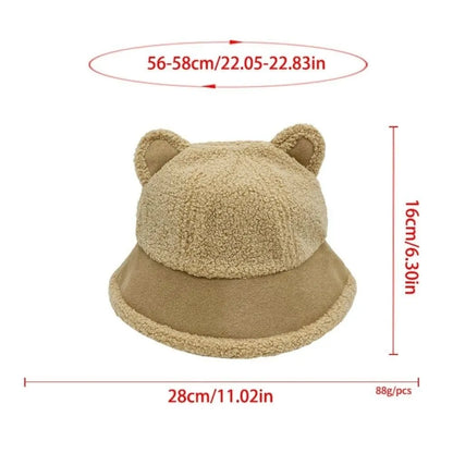 Korean Style Fuzzy Winter Bucket Hat Windproof Fluffy Plush Warm Hats