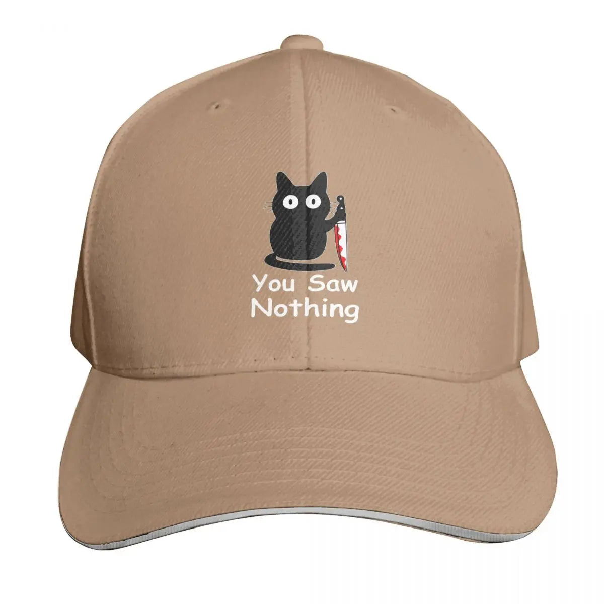 Black Cat Murder Cat You Saw Nothing Cap Fashion Casual Baseball Caps