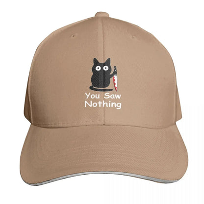 Black Cat Murder Cat You Saw Nothing Cap Fashion Casual Baseball Caps