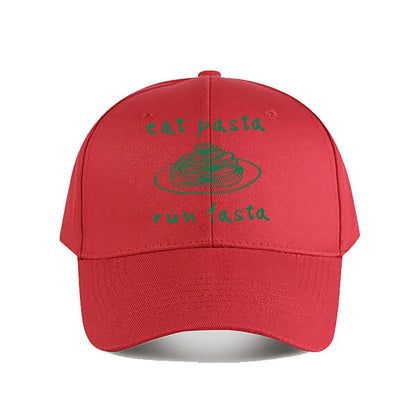Pink Baseball Cap Eat Pasta Run Fasta Baseball Cap