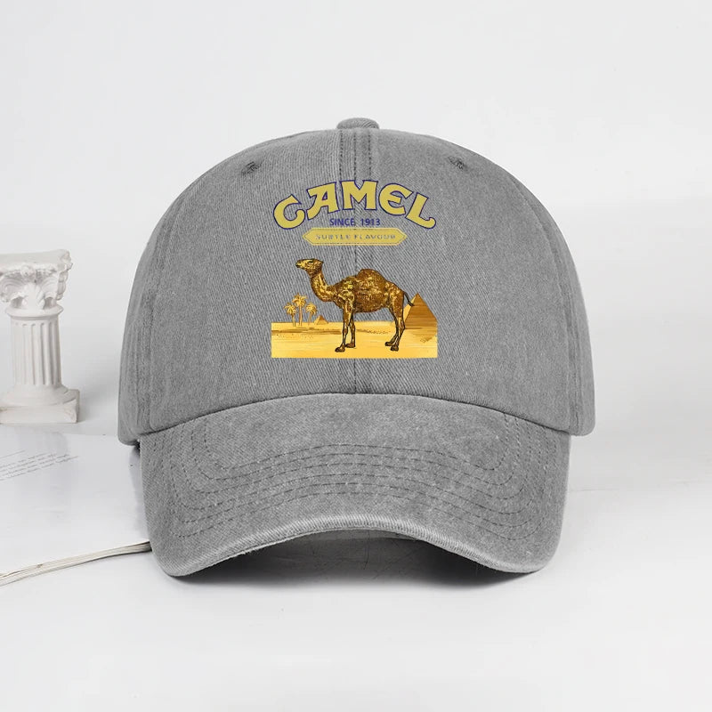 Vintage “Camel” Desert Scene Print Washed Baseball Cap