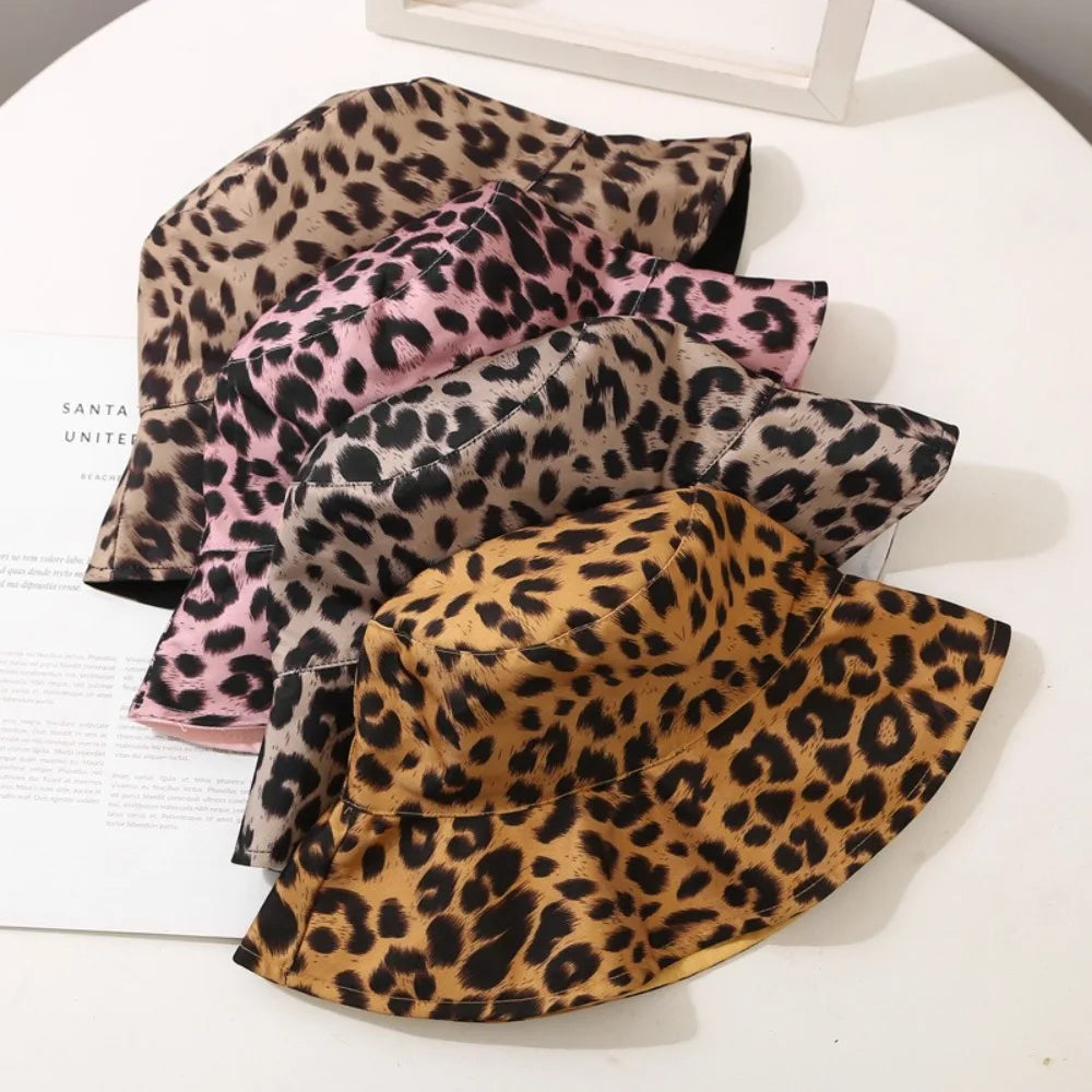 New Versatile Casual Leopard Print Bucket Cotton Breathable Reversible Bucket Hat