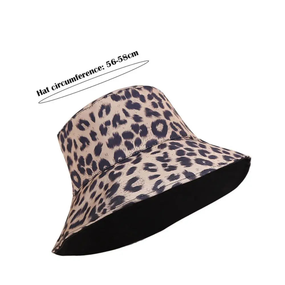 New Versatile Casual Leopard Print Bucket Cotton Breathable Reversible Bucket Hat