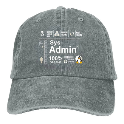 Linux Kit Infographic Sys Admin Penguin Baseball Cap Men Hats Women