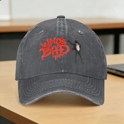 Washed Baseball Cap MJ Who is Bad Michaels Jacksons Baseball Caps