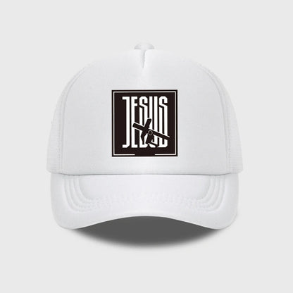 JESUS Cross-Print Sponge Mesh Cap Baseball Cap