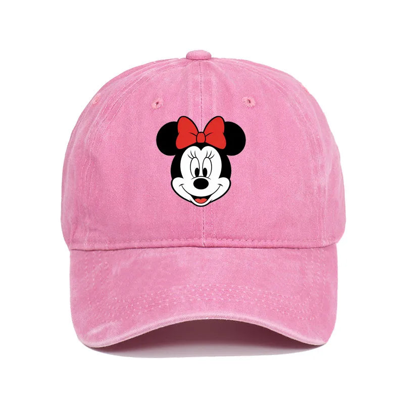 Unisex Vintage Washed Mickey Minnie Print Baseball Cap