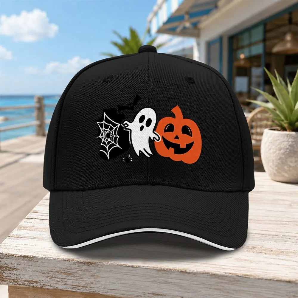 Halloween Ghost Pumpkin Spider Web Baseball Cap