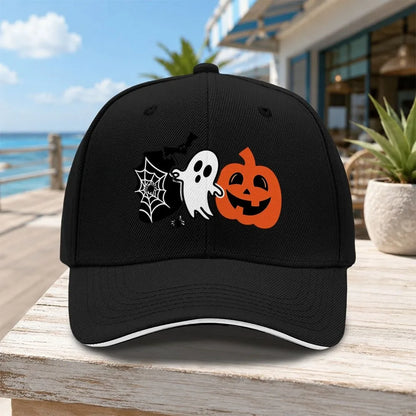 Halloween Ghost Pumpkin Spider Web Baseball Cap