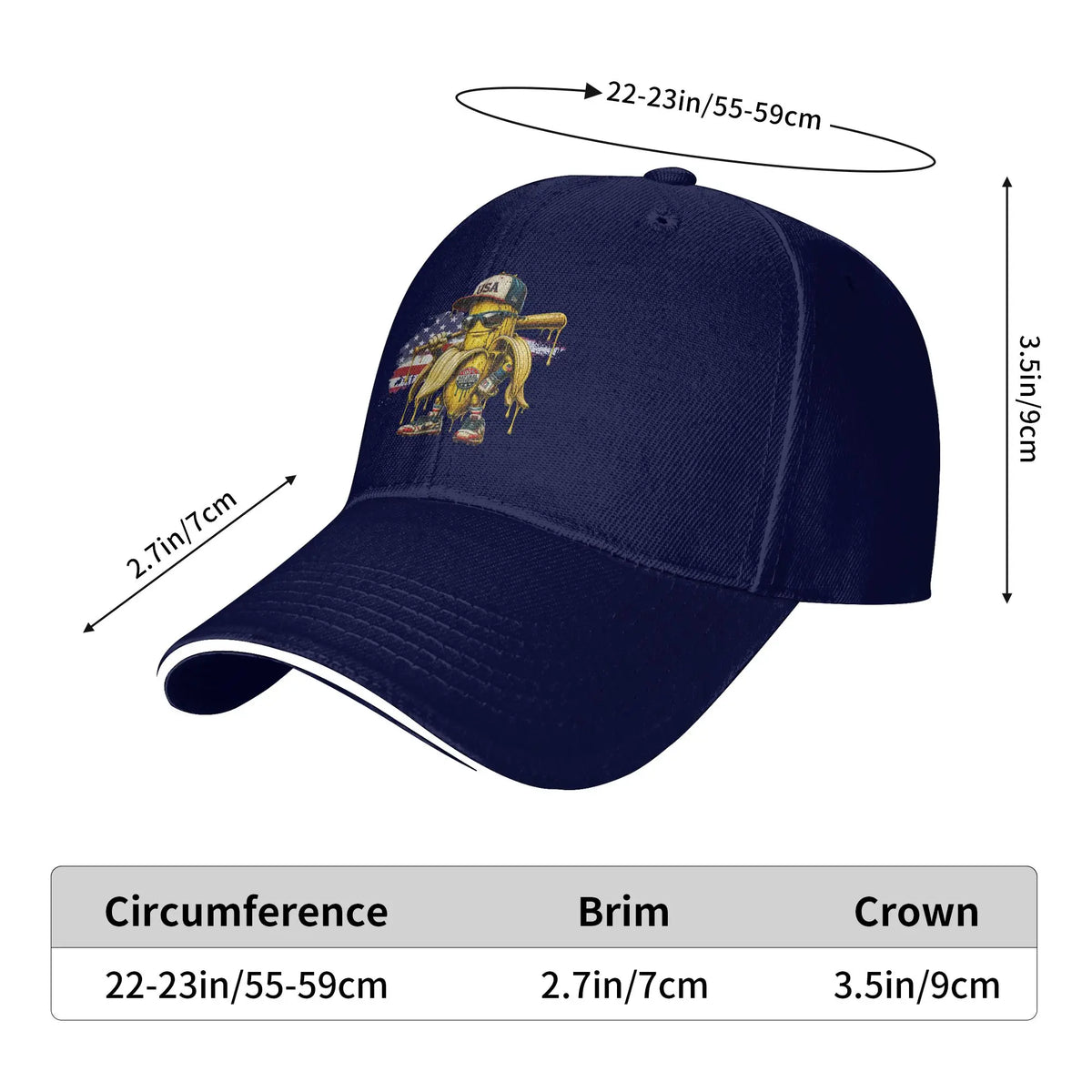 Funny Banana Drip American Flag Baseball Cap