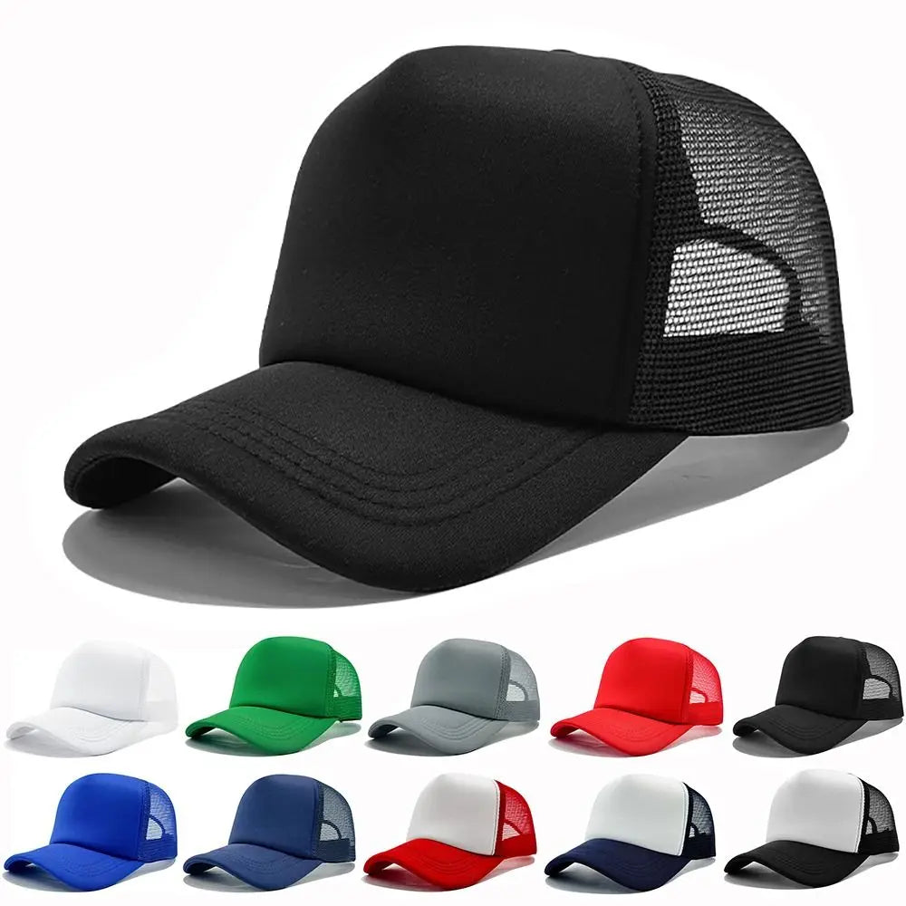 Casual Adjustable Baseball Cap Breathable Solid Color Snapback Hats Mesh Trucker Cap