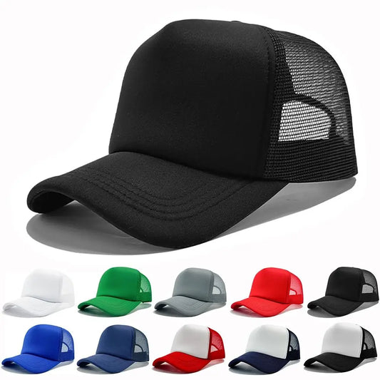 Casual Adjustable Baseball Cap Breathable Solid Color Snapback Hats Mesh Trucker Cap