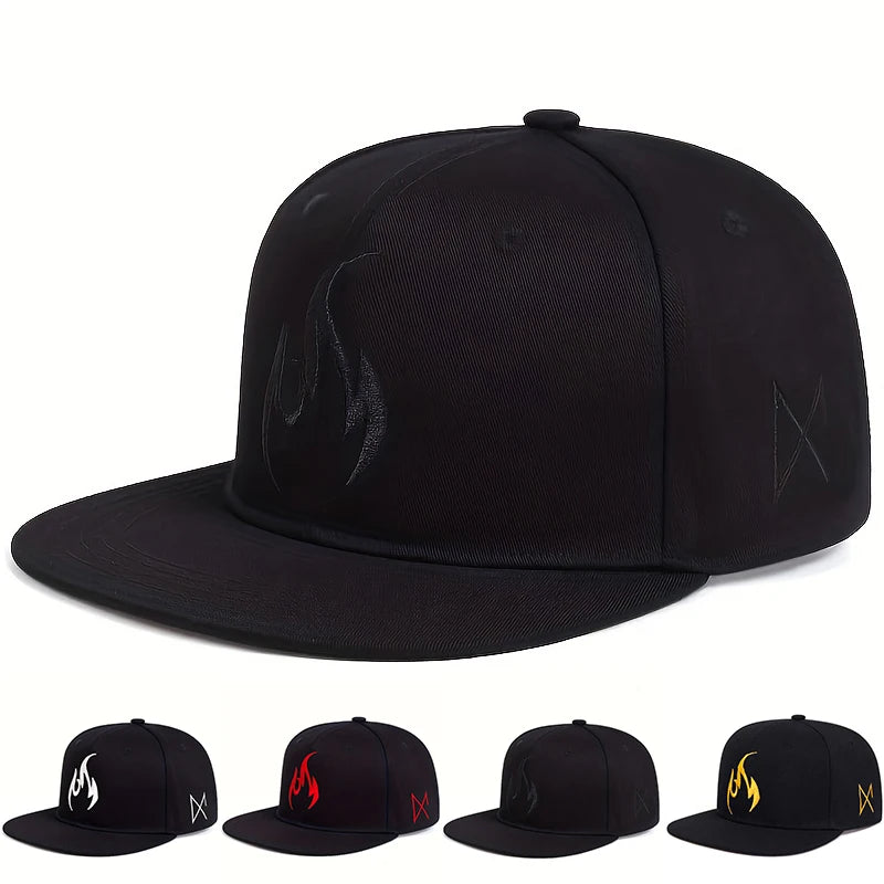 Unisex Flame Embroidery Hip-hop Hats Spring Autumn