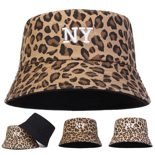 Unisex Double Sided Wearable NY Letter Embroidery Personality Bucket Hats