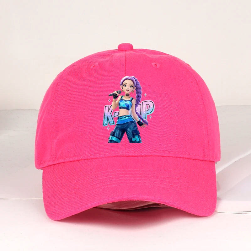 K-POP Purple Hair Idol Cartoon Print Baseball Cap