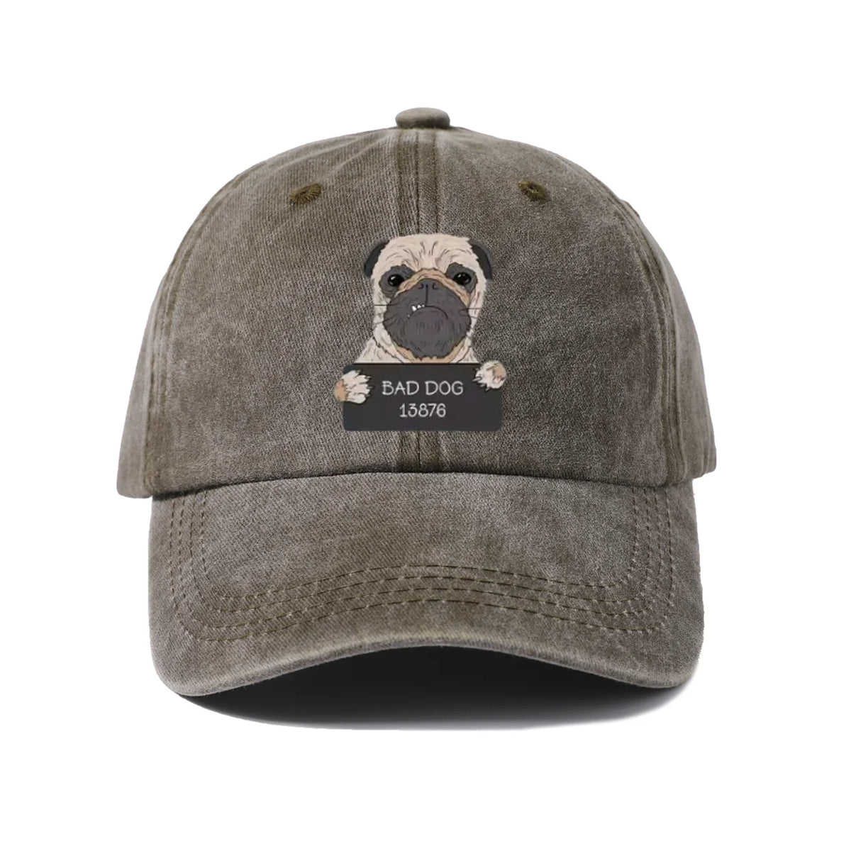 Bad Dog Pug Portrait Graphic Baseball Cap