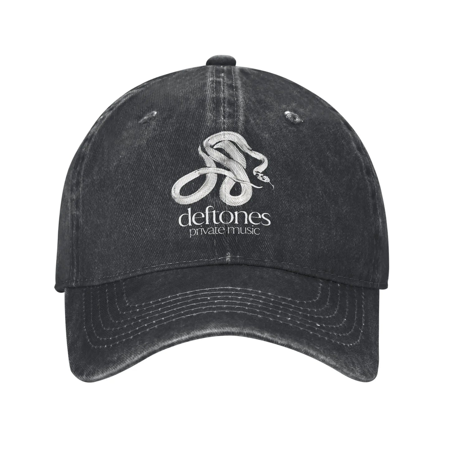 Retro Deftones Baseball Caps Unisex Style Distressed Cotton Snapback Cap White Pony