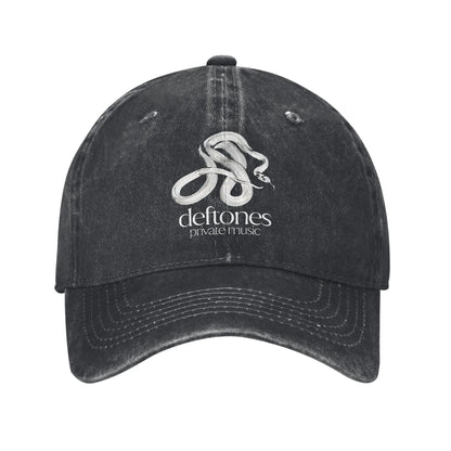 Retro Deftones Baseball Caps Unisex Style Distressed Cotton Snapback Cap White Pony